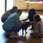 Children Petting dog